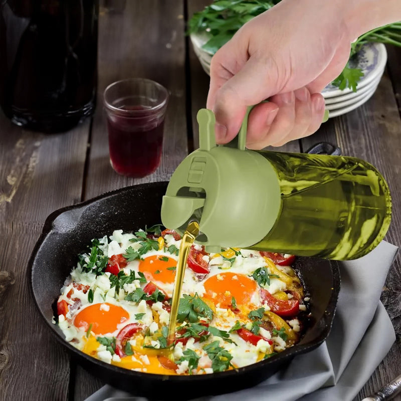 Olive Oil Dispenser & Sprayer 2-in-1 - Kitchen Cooking Oil Bottle