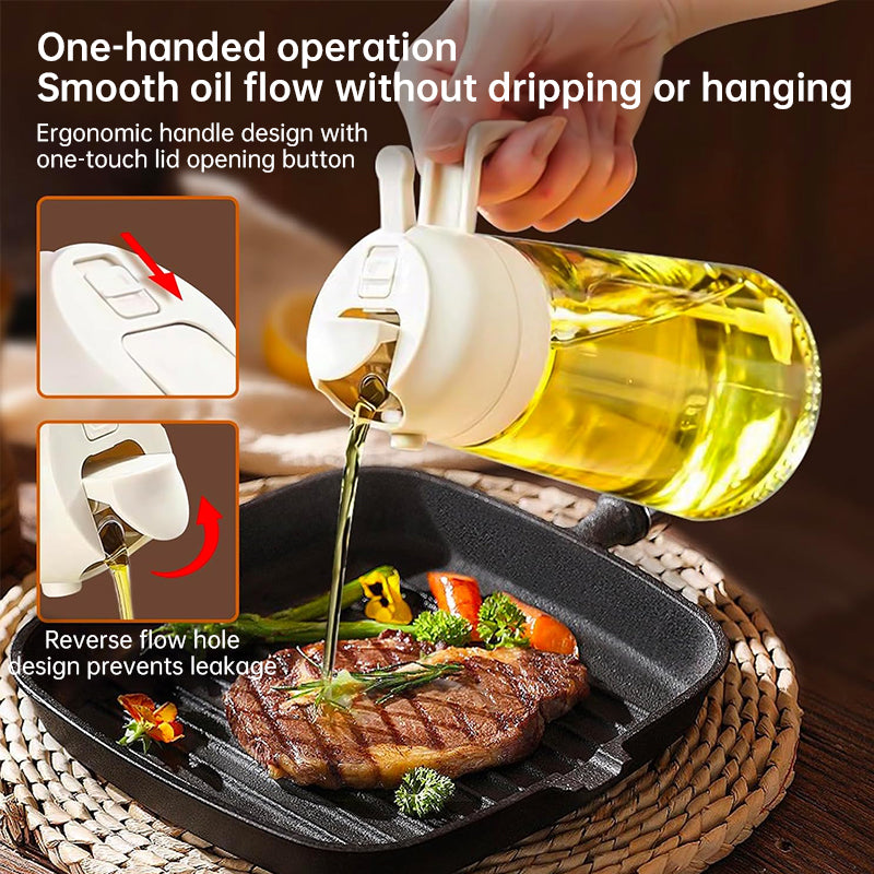 Olive Oil Dispenser & Sprayer 2-in-1 - Kitchen Cooking Oil Bottle
