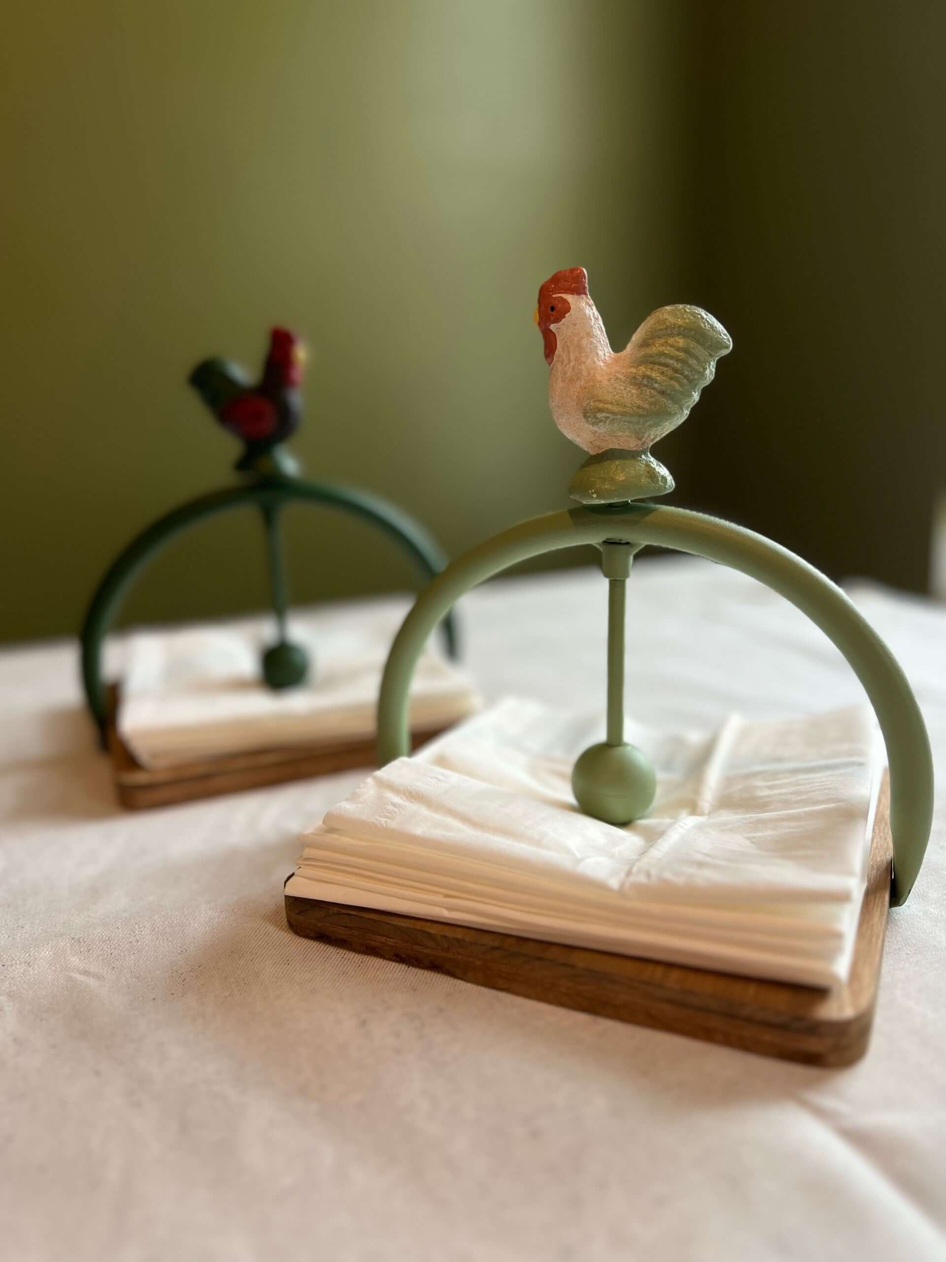 Farmhouse Rooster Napkin Holder - Rustic Kitchen Decor