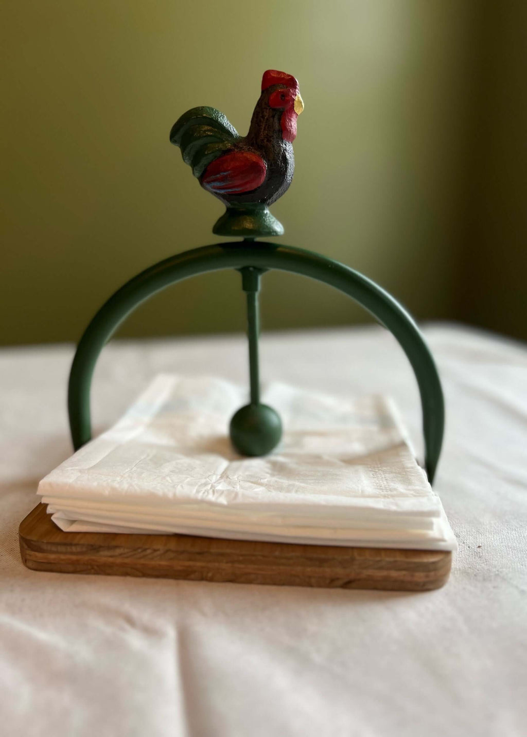 Farmhouse Rooster Napkin Holder - Rustic Kitchen Decor
