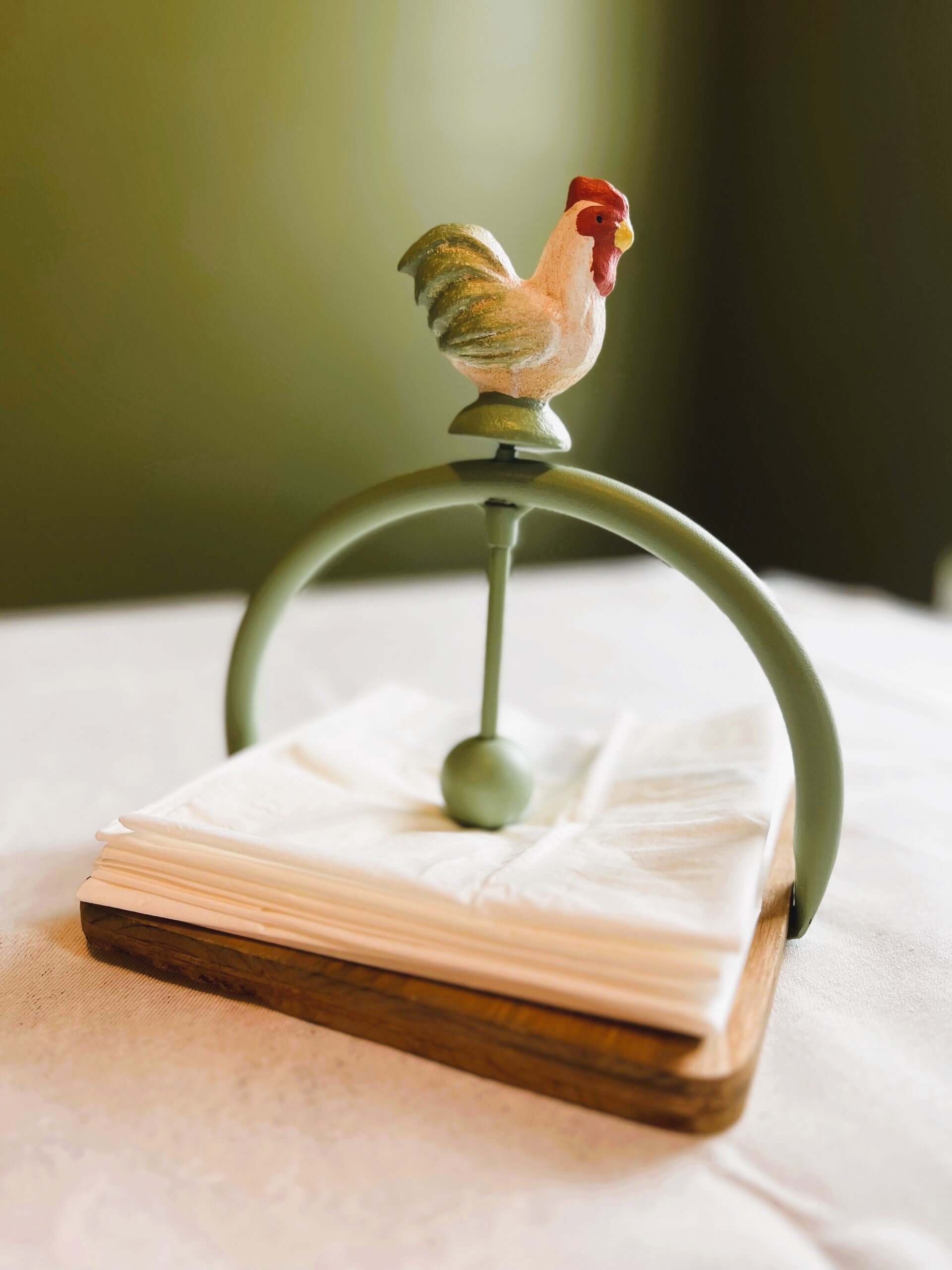 Farmhouse Rooster Napkin Holder - Rustic Kitchen Decor