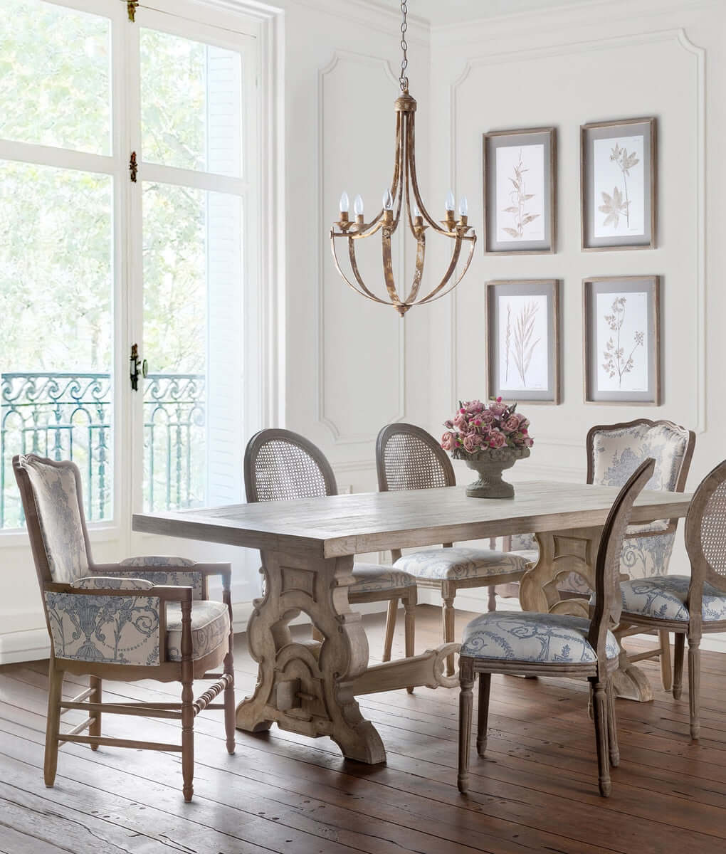 French Country Farmhouse Chandelier - Antique Gold Iron 20x20x32