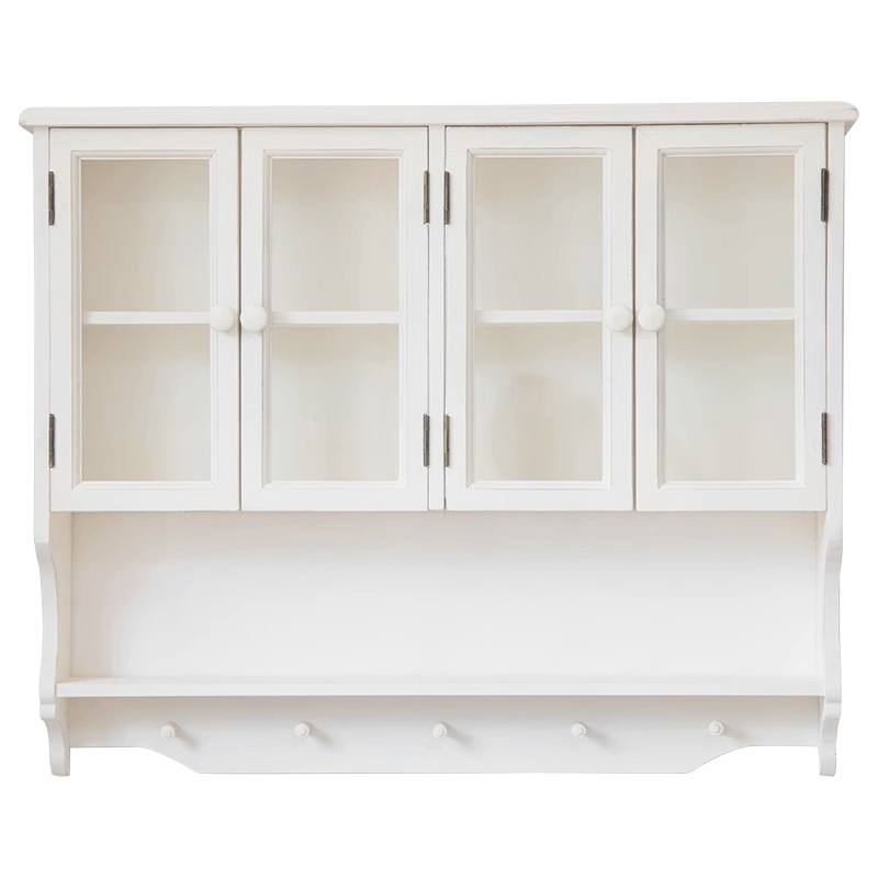 French Country Wall-Mounted Kitchen Cabinet - White Distressed