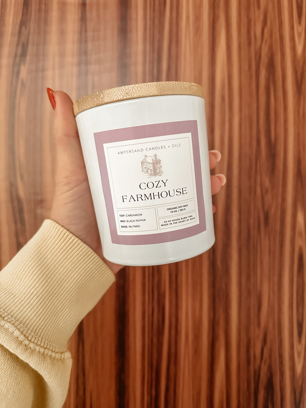 Cozy Farmhouse Beeswax Candle - Organic Vanilla Cinnamon Scented Candle