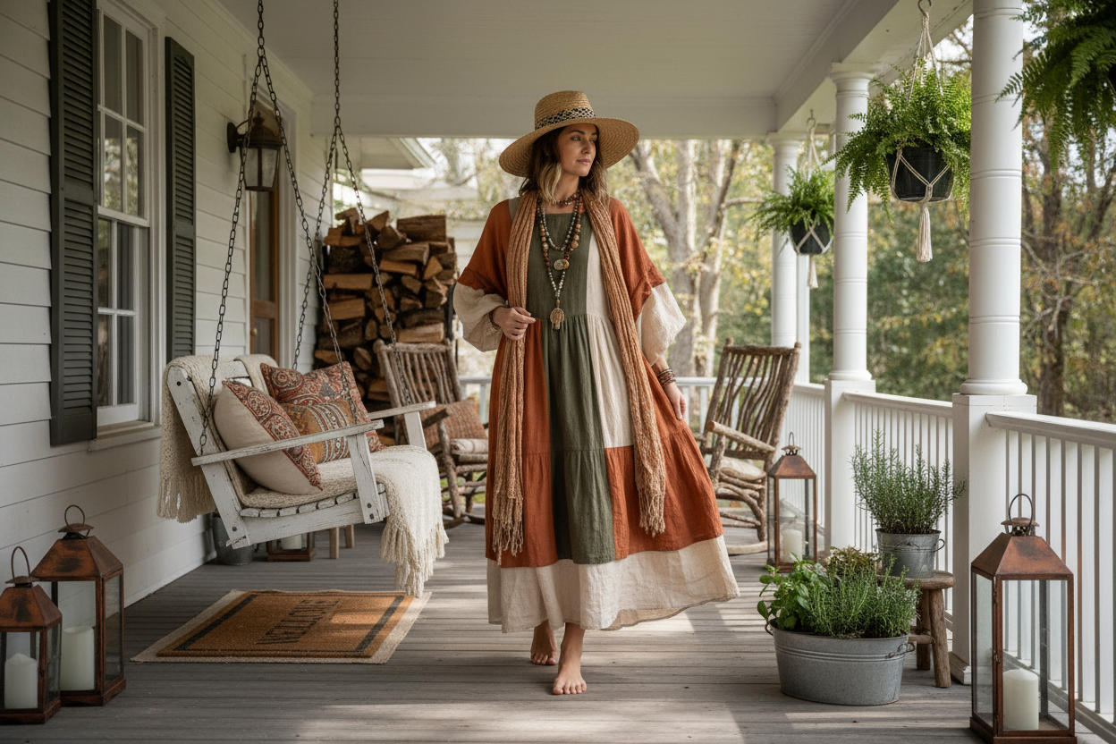 Boho Farmhouse Porch - New Setting