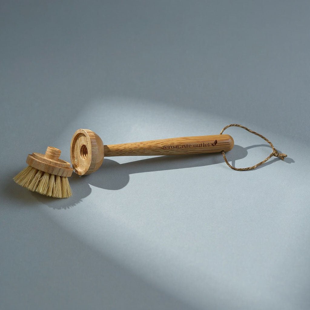 Bamboo Dish Brush - Eco-Friendly Kitchen Scrub Brush with Replaceable Head